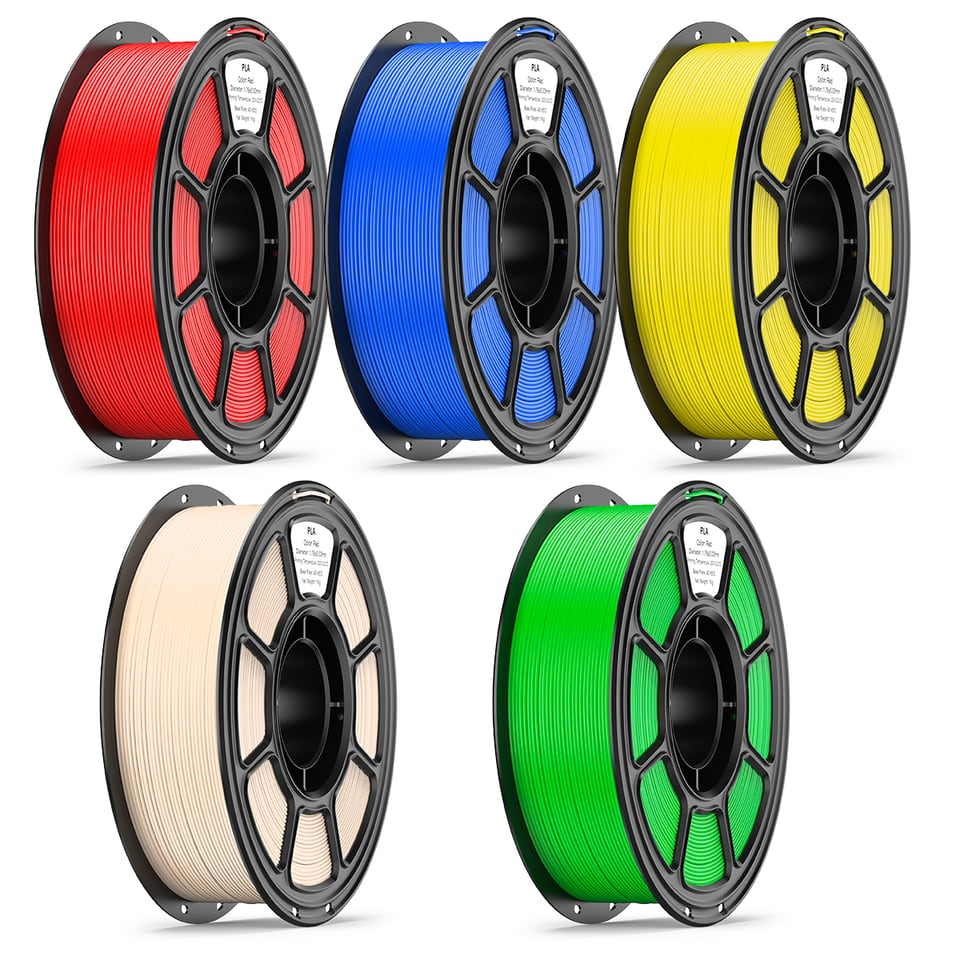 Five-roll PLA 1.75 mm filament bundle for FDM 3D printers